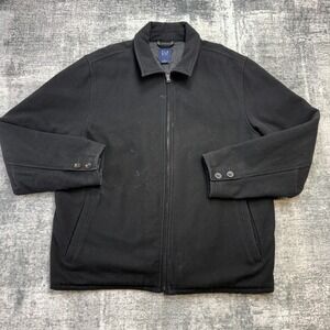 Vintage GAP Jacket Mens XL Black Wool Bomber Quilted Lined Insulated Y2K Zip Up